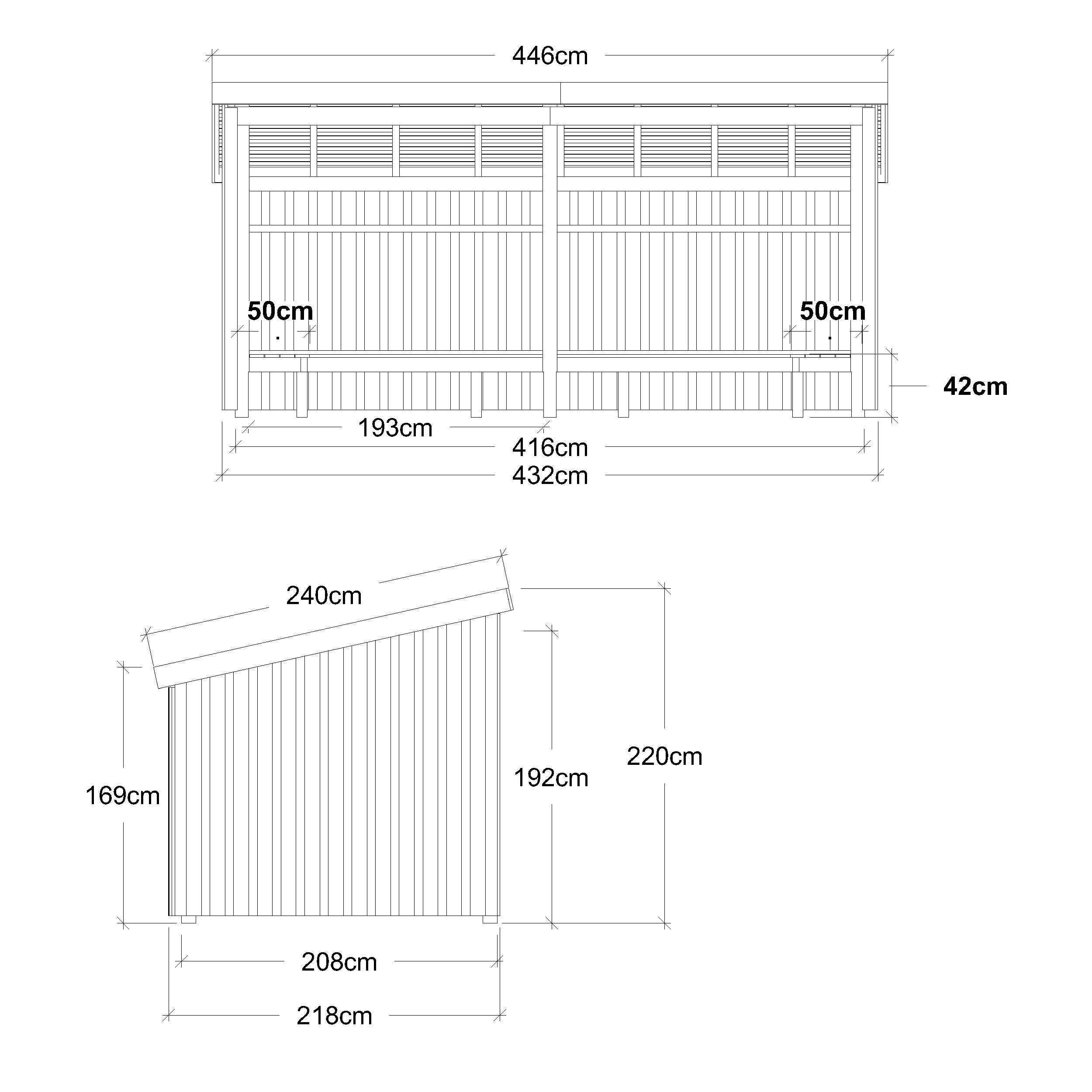 Nordic Grillhütte 2 Module offen mit Bank 9,5 m² unbehandelt
