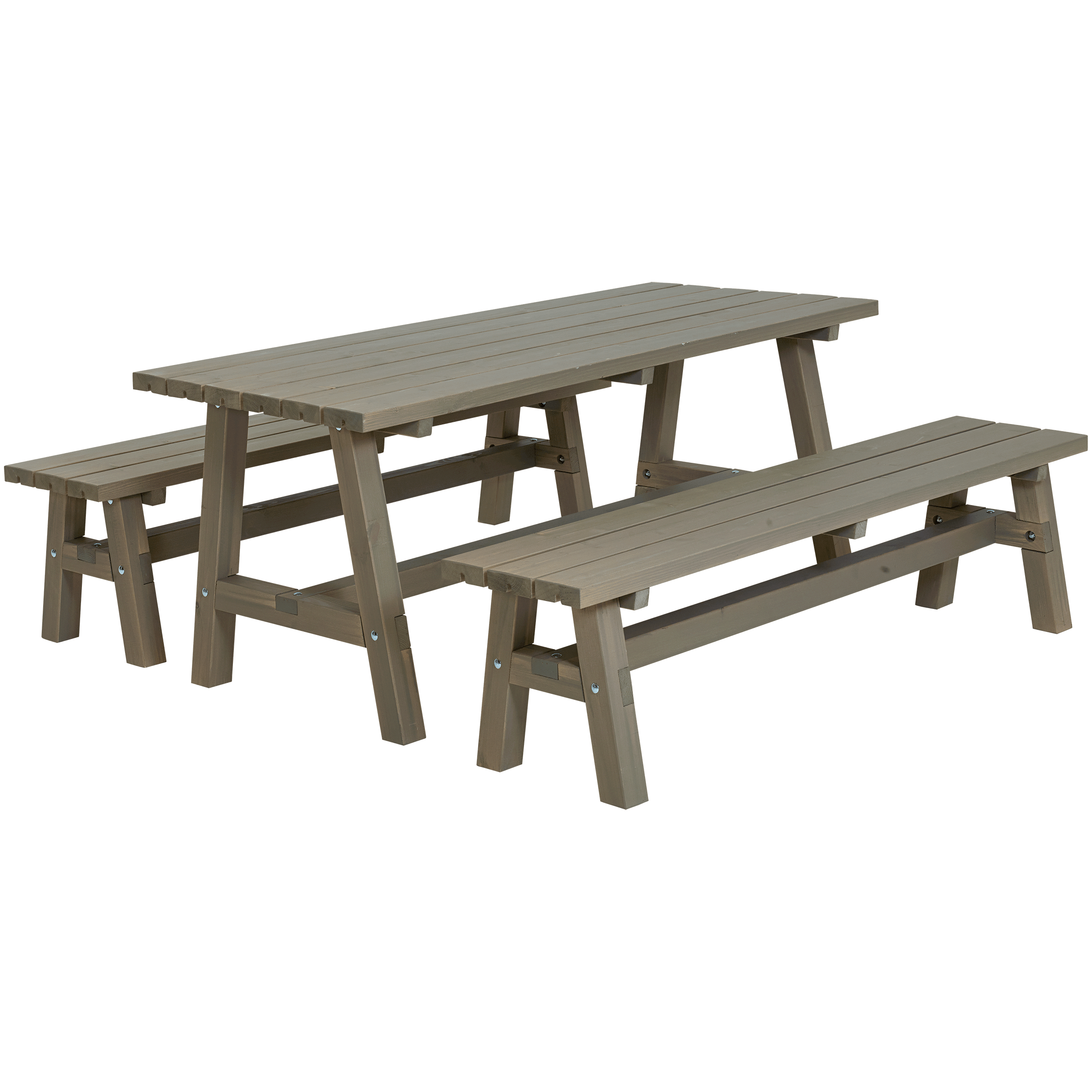 Country Plankengarnitur 1 Tisch und 2 Bänke 177 cm Graubraun