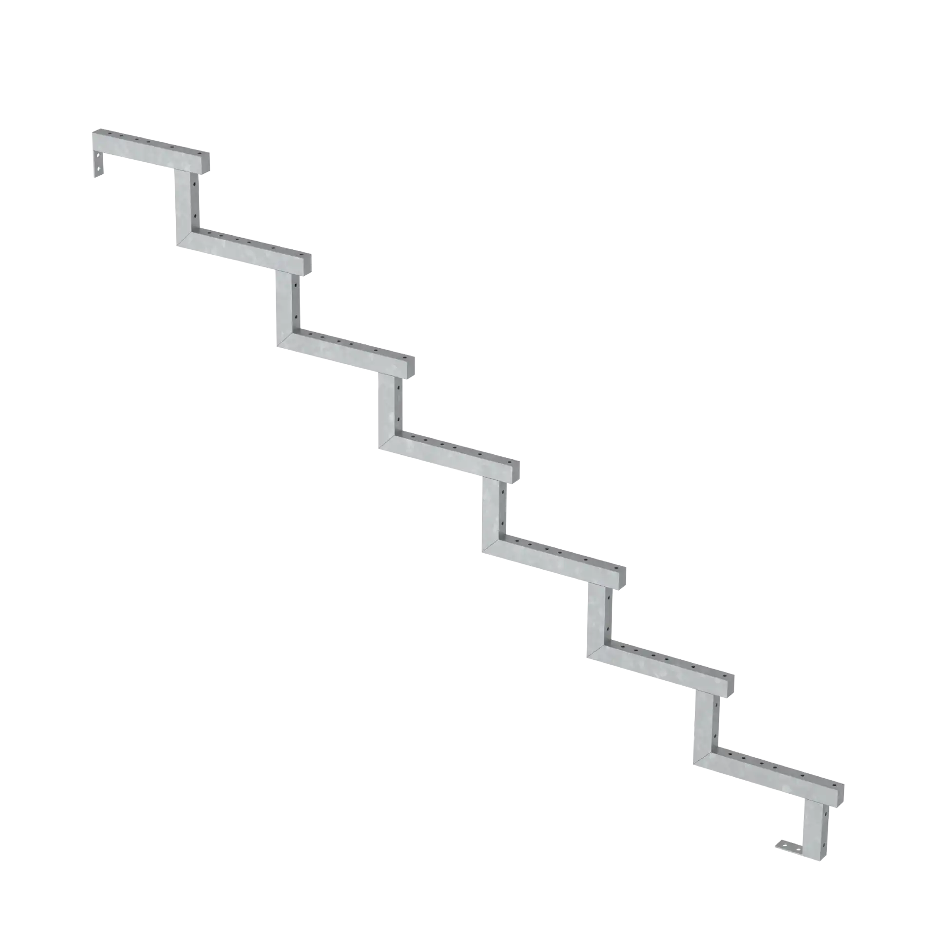 Terrassentreppe mit verzinkten Stahlwangen - 7 Stufen - Breite 180 cm - Schritttiefe 25 cm 
