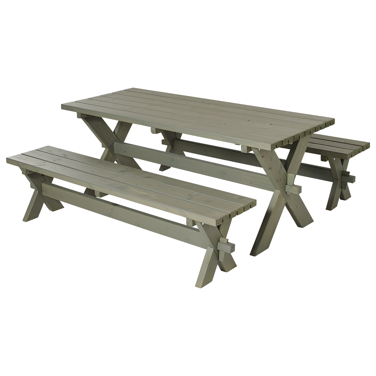 Nostalgi Plankengarnitur Tisch und 2 Bänke 177 cm Graubraun
