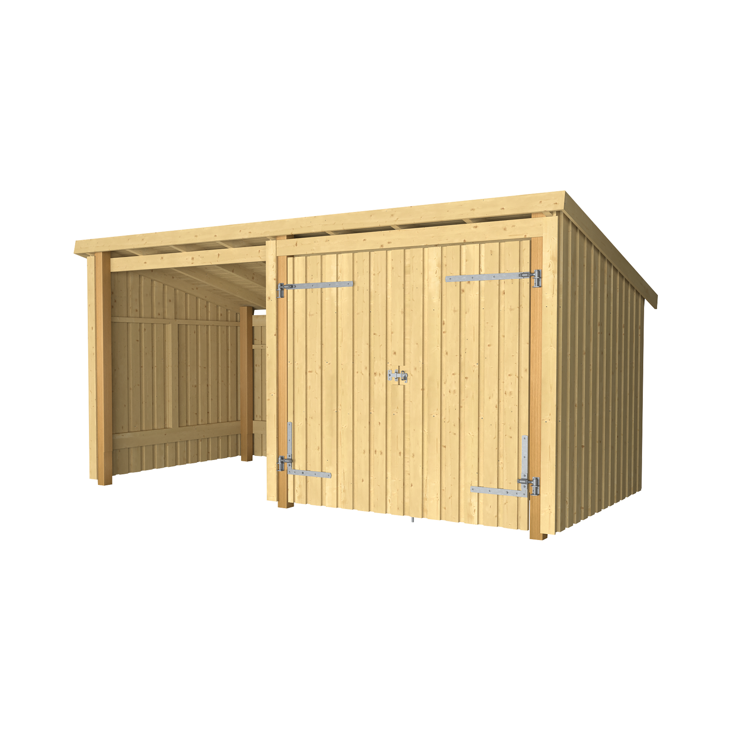 Nordic Multi Gartenhaus 2 Module Doppeltür & offene Fassade 9,5 m² unbehandelt