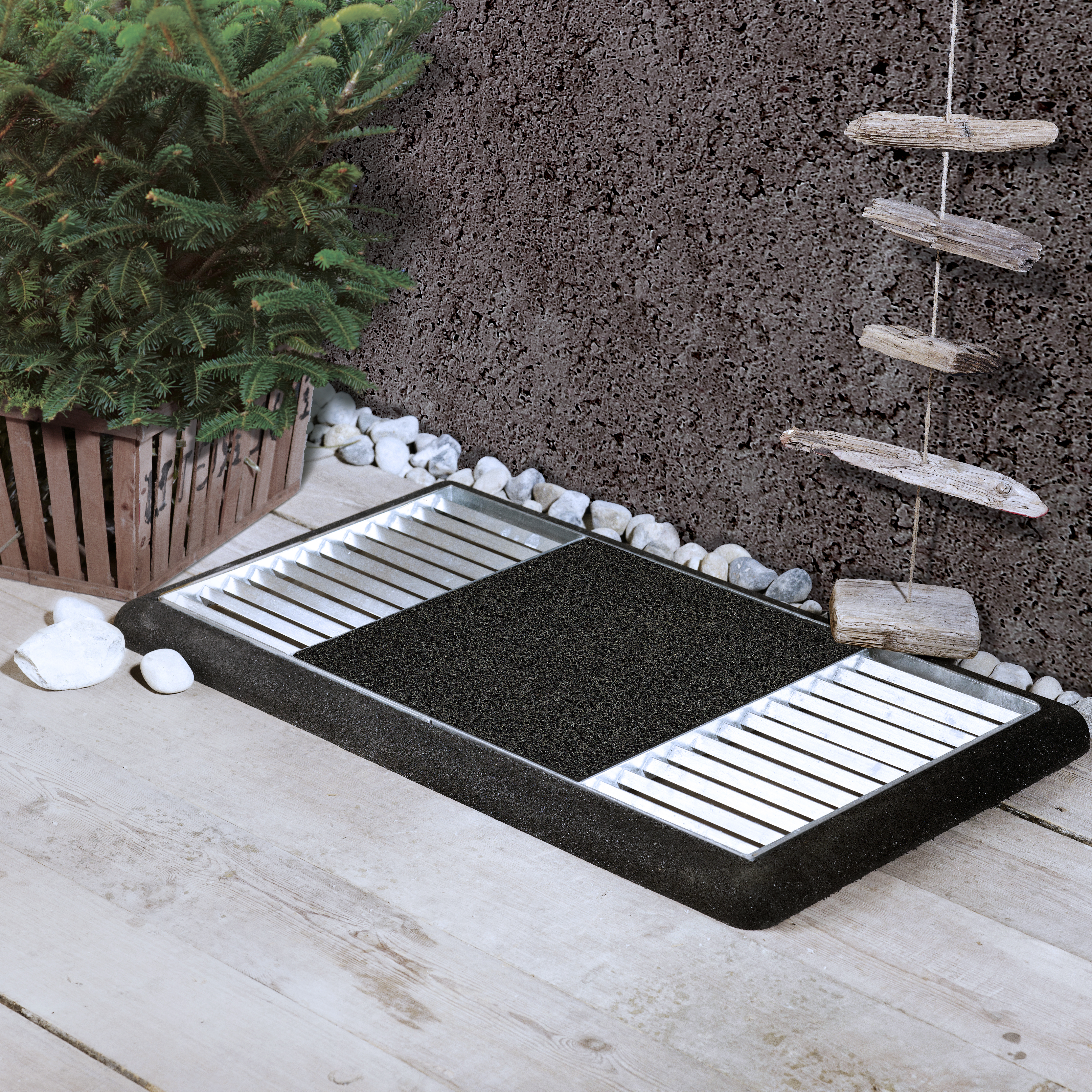 Cubic Fußabtreter mit Schwarzer Matte und Rahmen 48x88 cm Höhe 4 cm