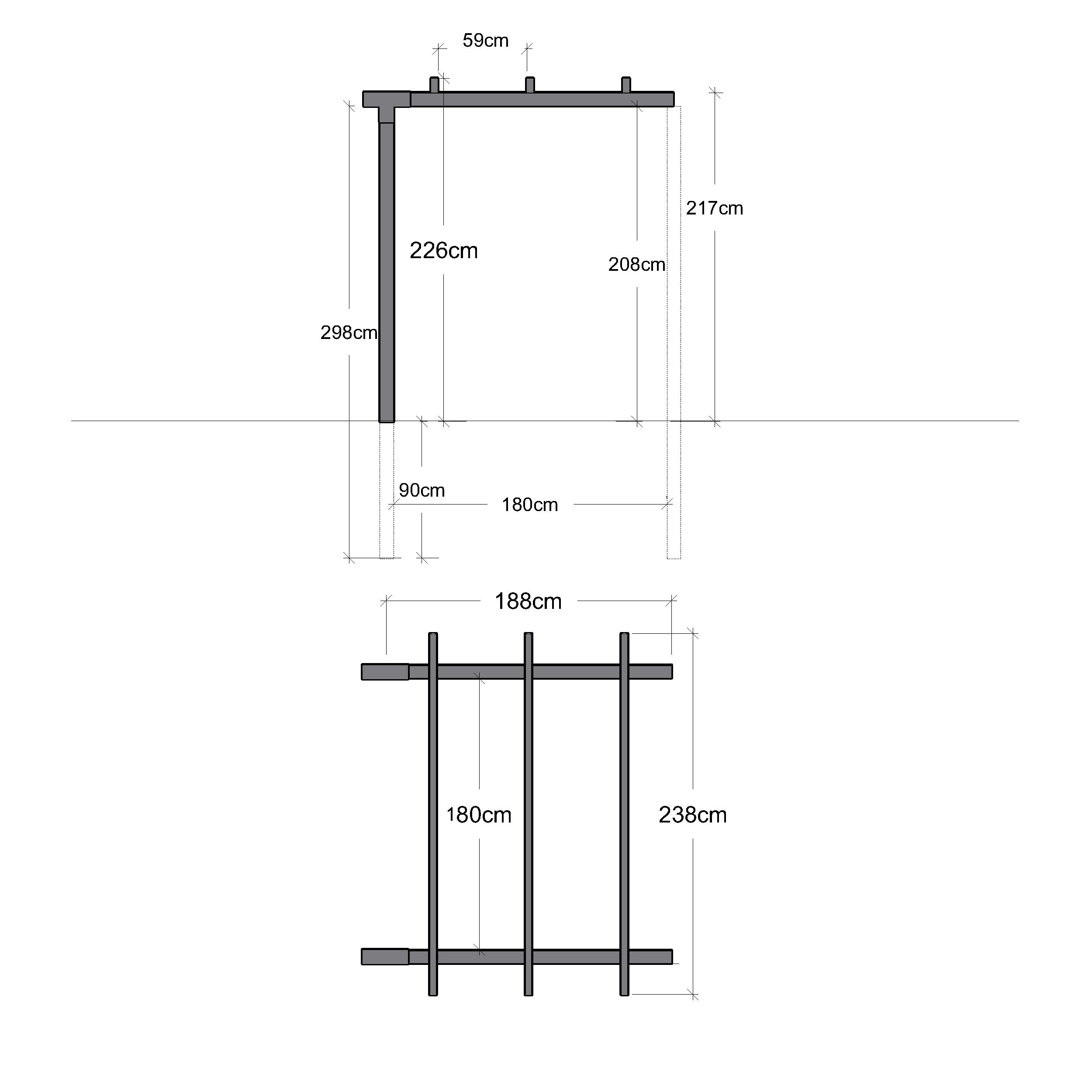 Doppelpergola, Verlängerungsmodul Schwarz