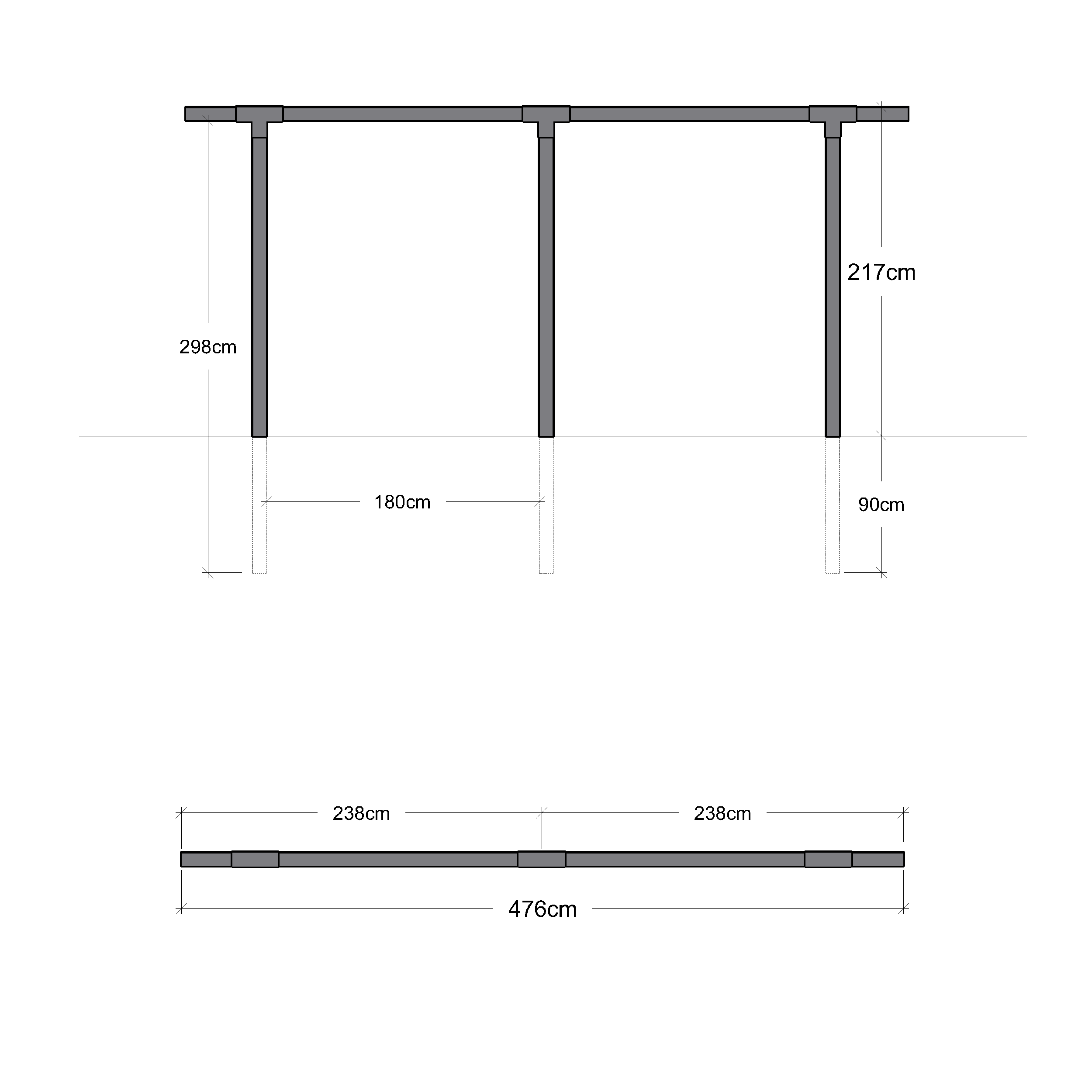 Einzelne Pergola 2 Module Schwarz