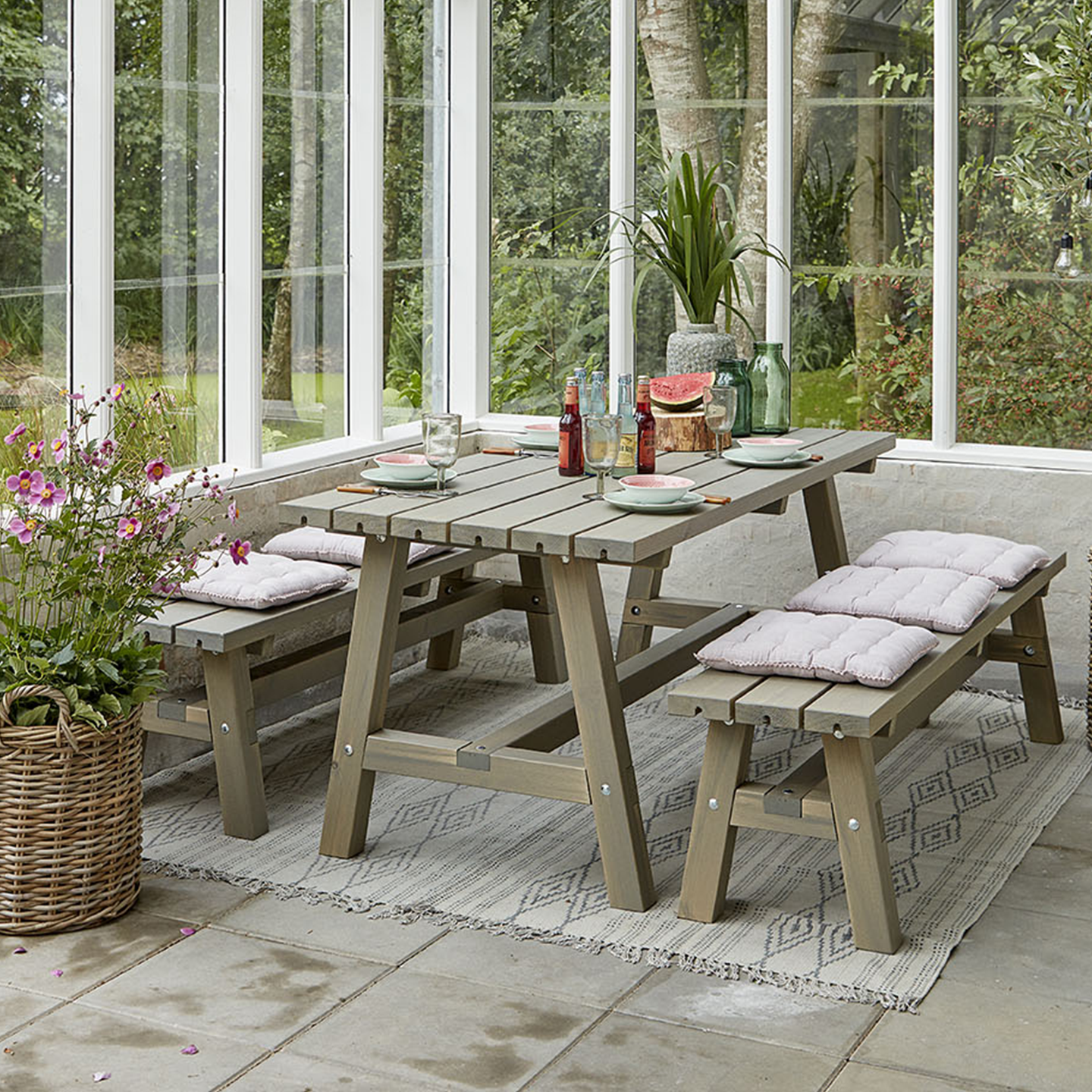 Country Plankentisch 177 cm Graubraun