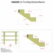 Treppenwange für 3-Stufen Schrittiefe 25 cm
