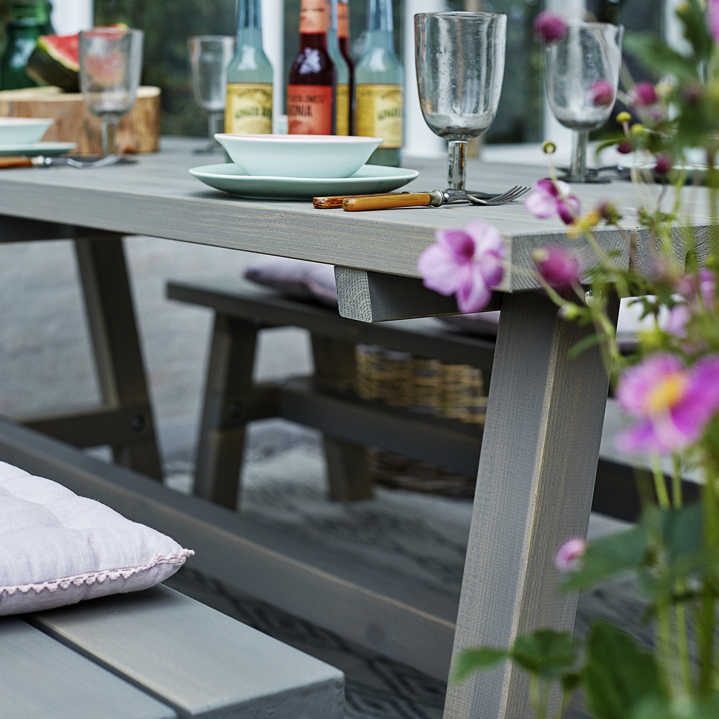 Country Plankentisch 177 cm Graubraun