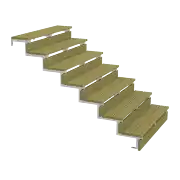 Terrassentreppe mit verzinkten Stahlwangen - 7 Stufen - Breite 180 cm - Schritttiefe 25 cm 