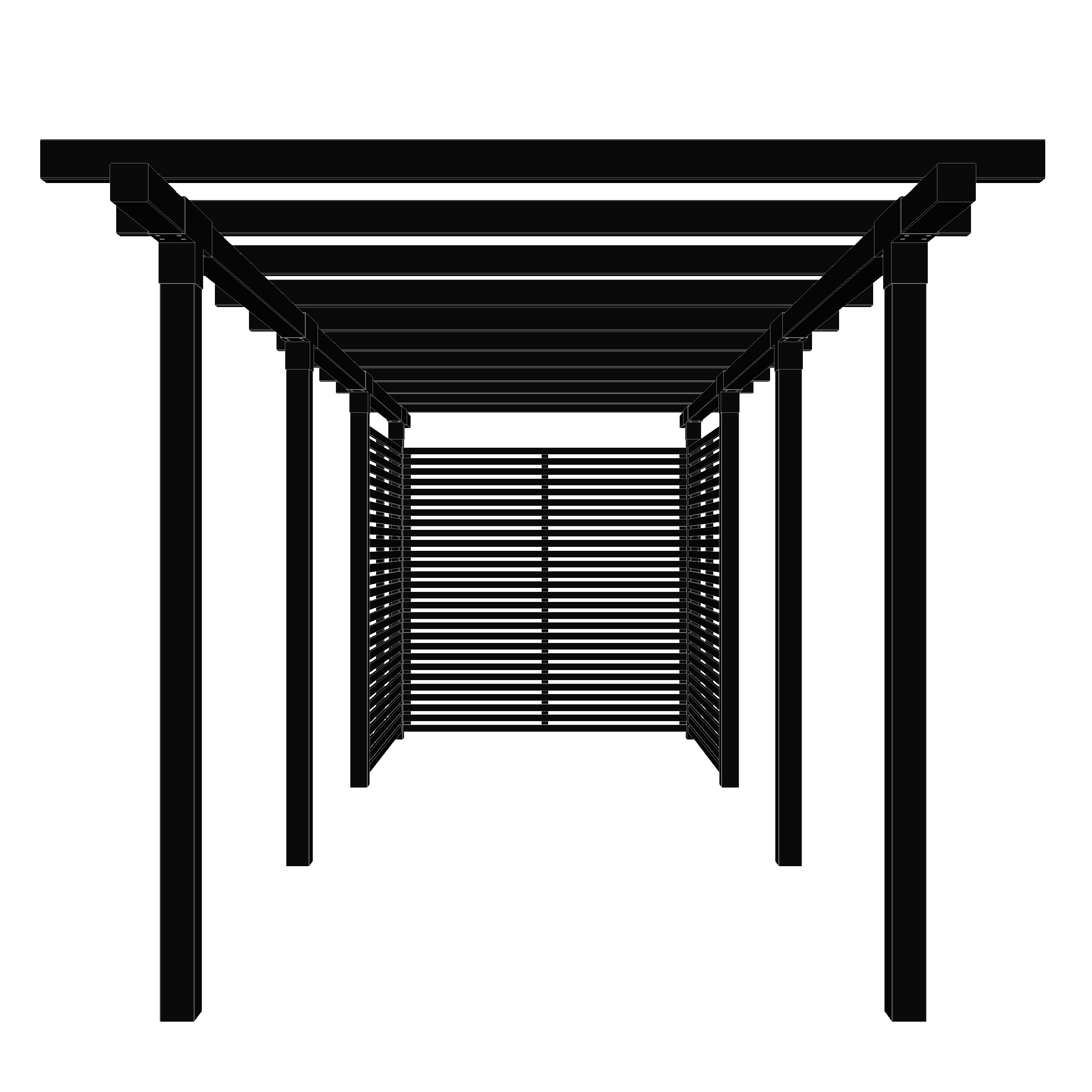 Doppelpergola, 3 Module mit Tokyo-Zaun Schwarz