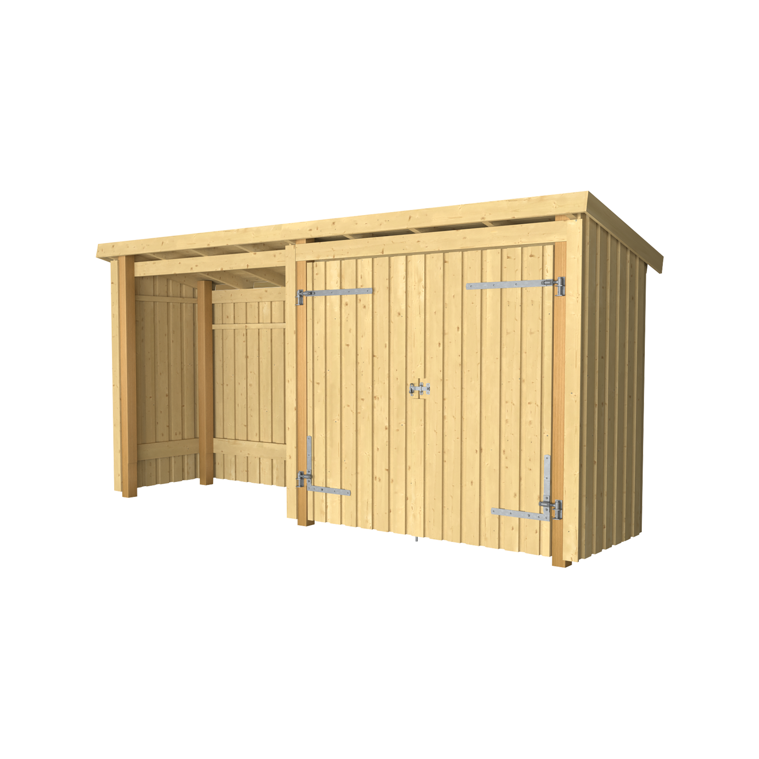 Nordic Multi Gartenhaus 2 Module Doppeltür & offene Fassade 4,7 m² Unbehandelt