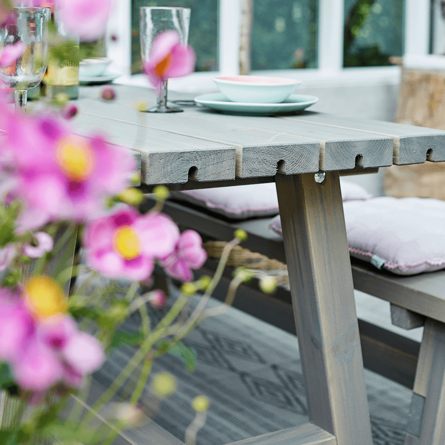 Country Plankentisch 177 cm Graubraun