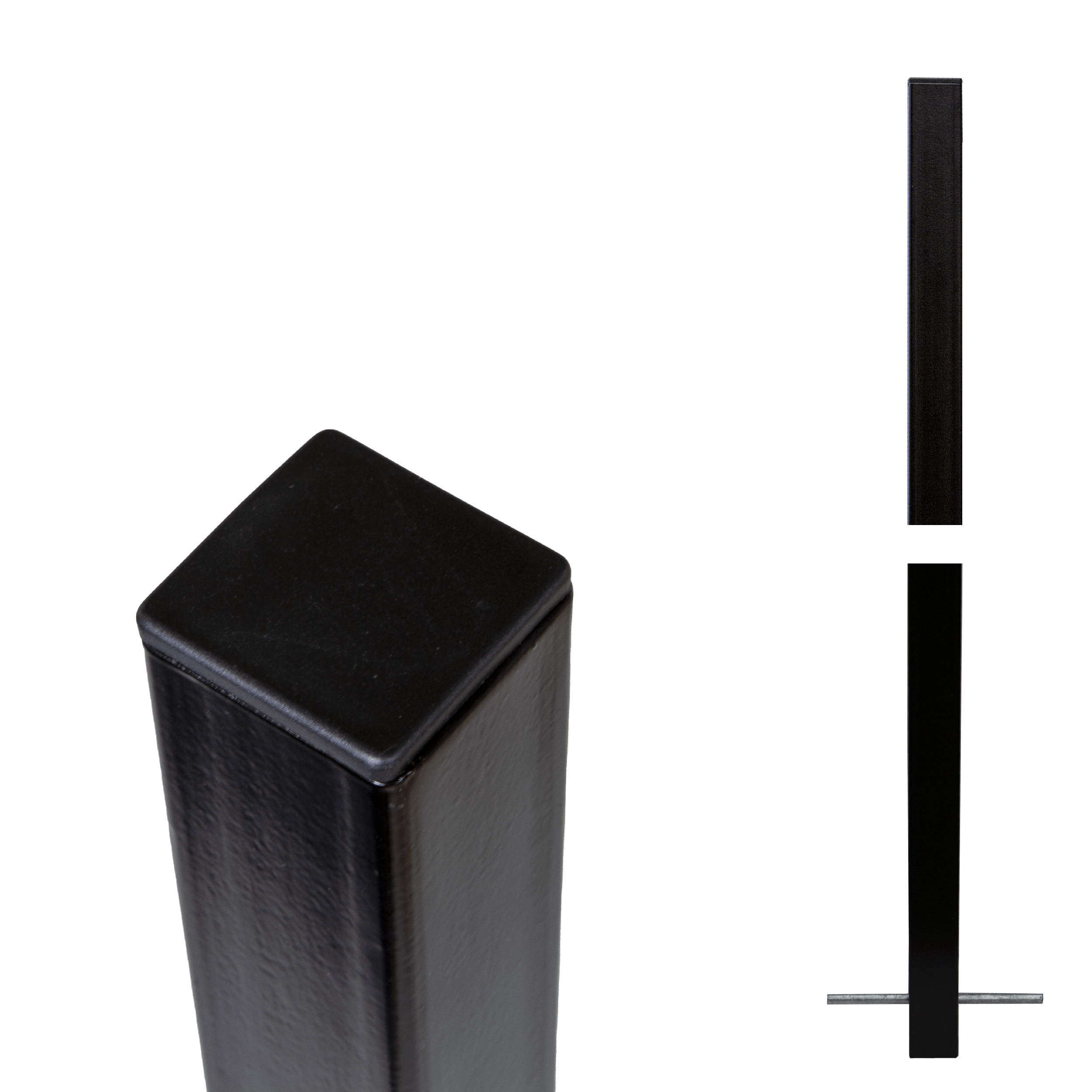 Stahlpfosten pulverbeschichtet Schwarz 4,5x4,5x186 cm