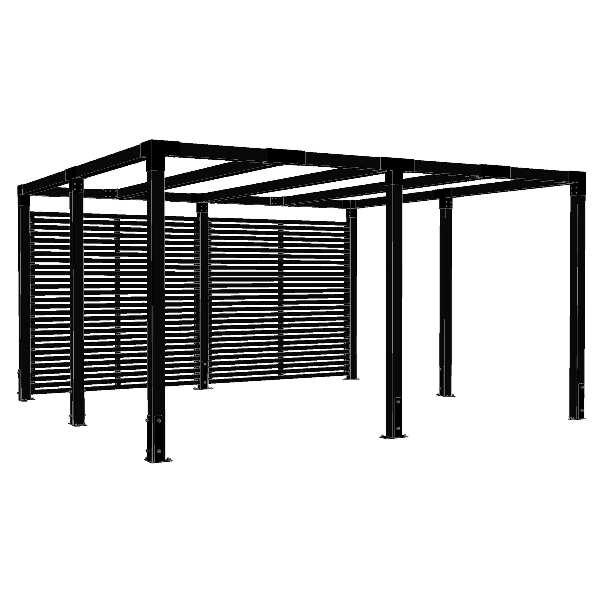 Cubic Pergola 3 Module mit Tokyo-Zaun Schwarz