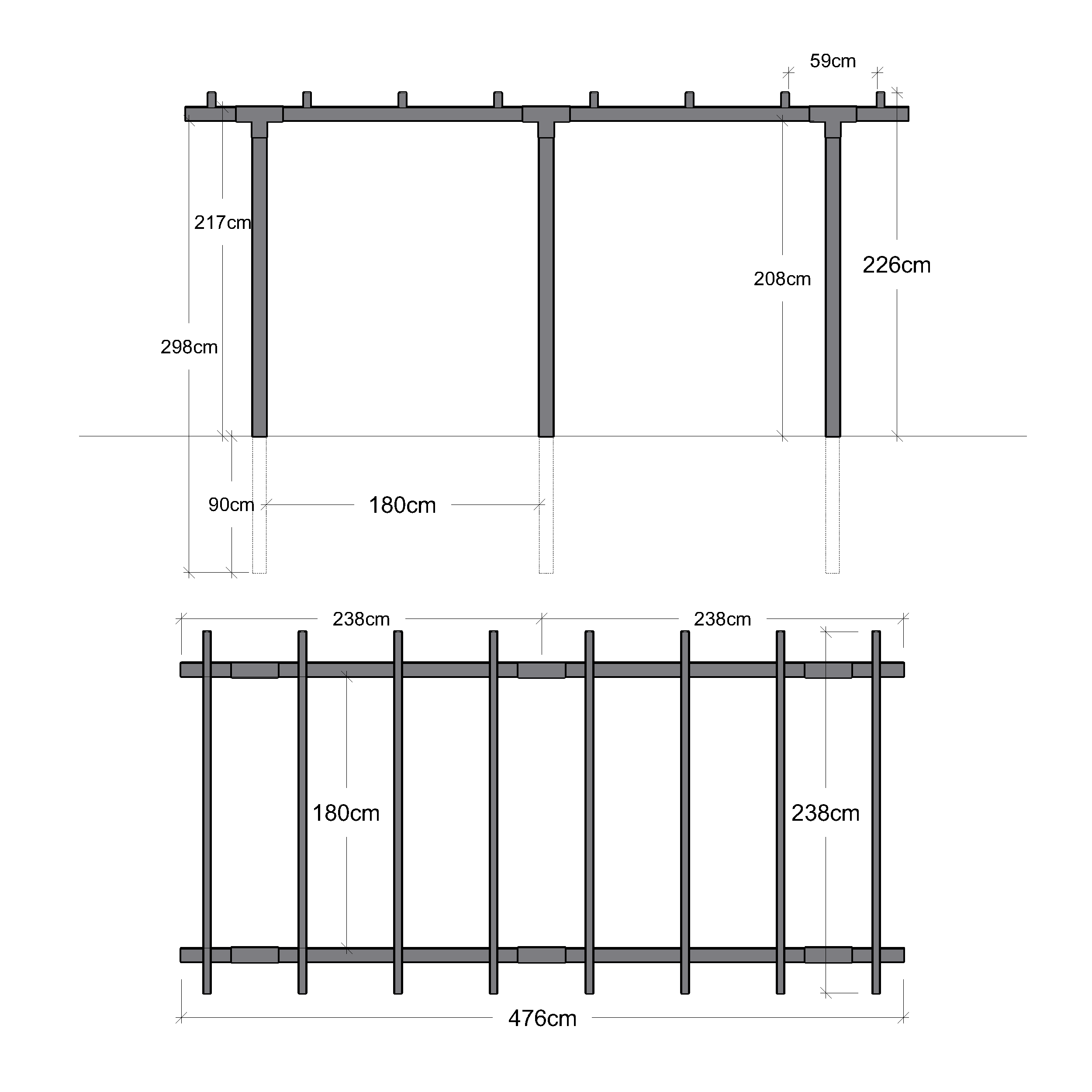 Doppelpergola, 2 Module Schwarz