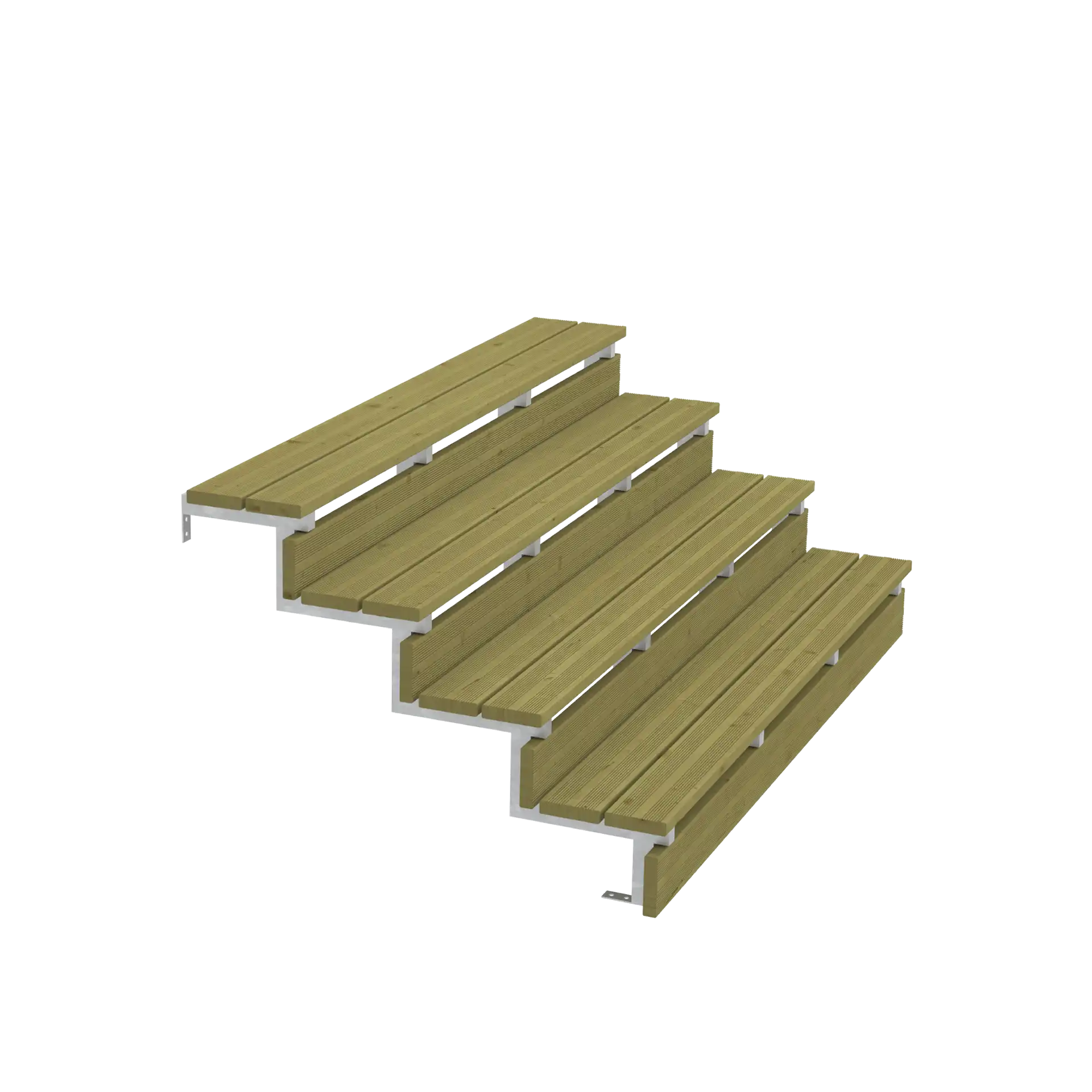 Terrassentreppe mit verzinkten Stahlwangen - 4 Stufen - Breite 180 cm - Schritttiefe 25 cm
