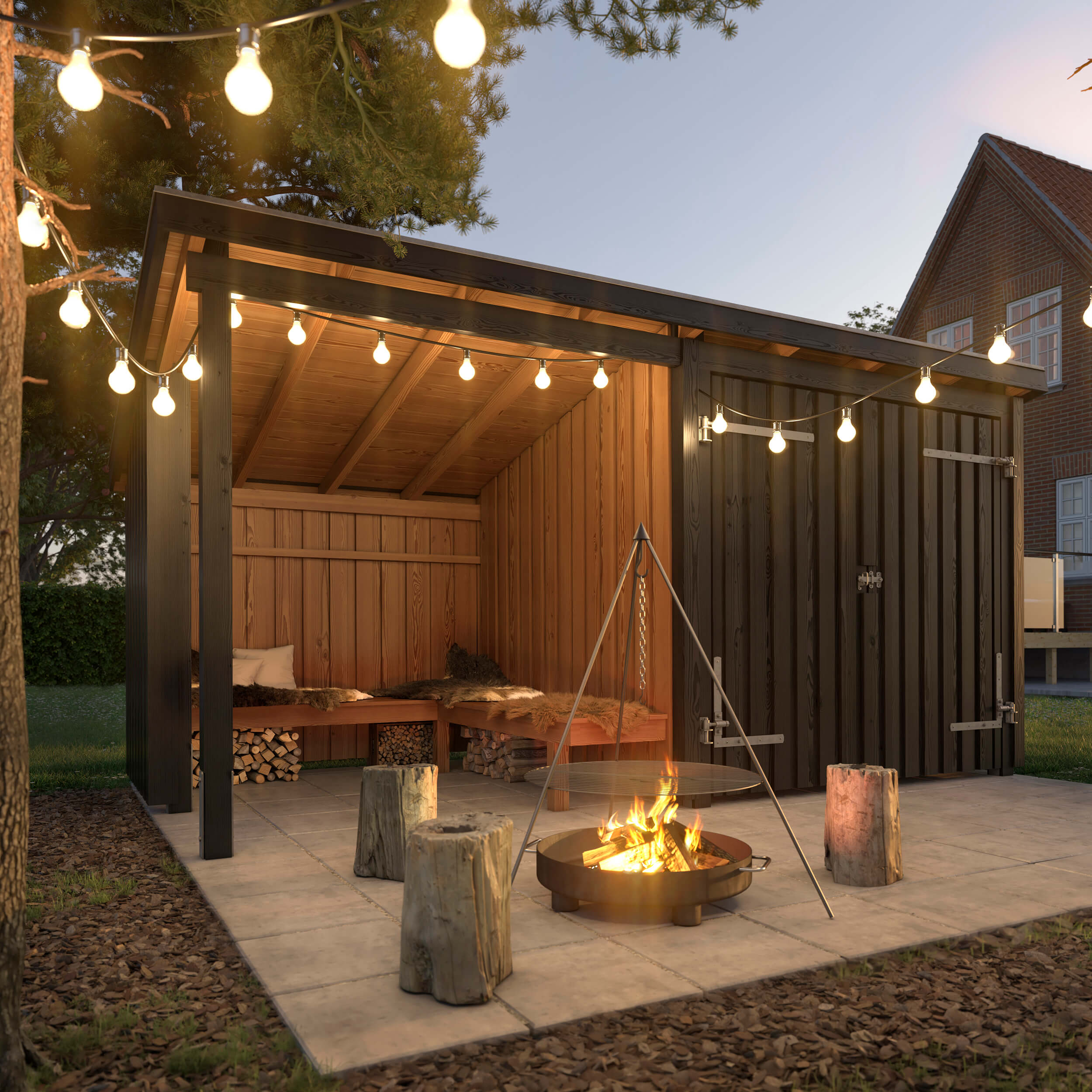 Nordic Lagerfeuerhütte/Gartenhaus 9,5 m² Typ 1C