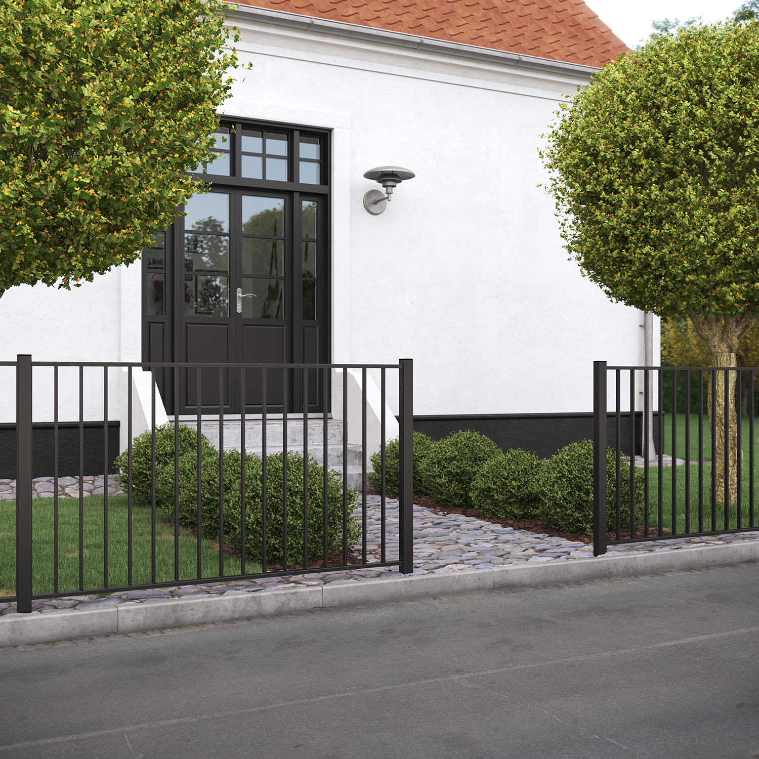 Vorgartenzaun Basic pulverbeschichtet schwarz 150x85 cm