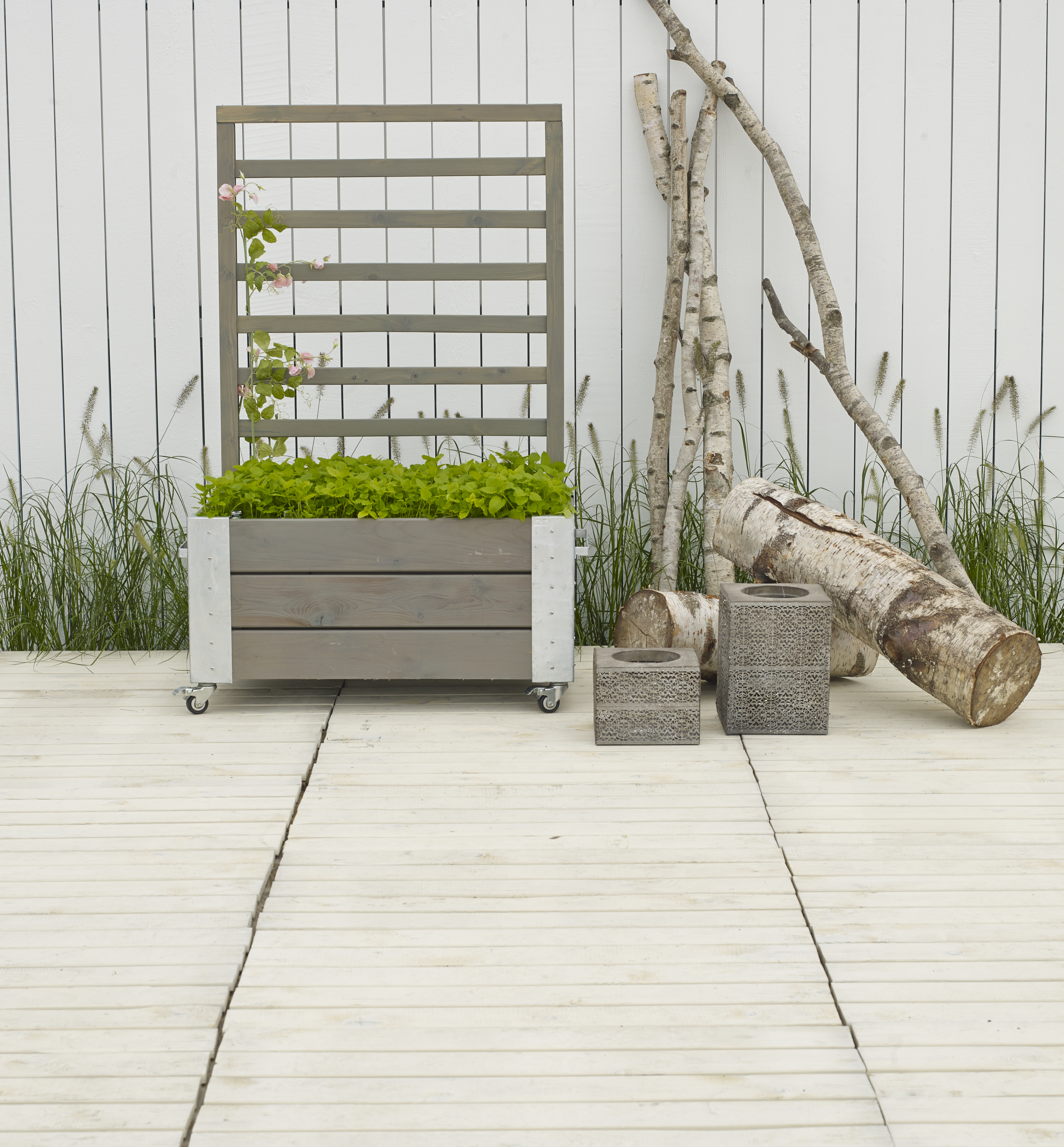 Cubic Raumteiler mit Spalier 130 cm Graubraun