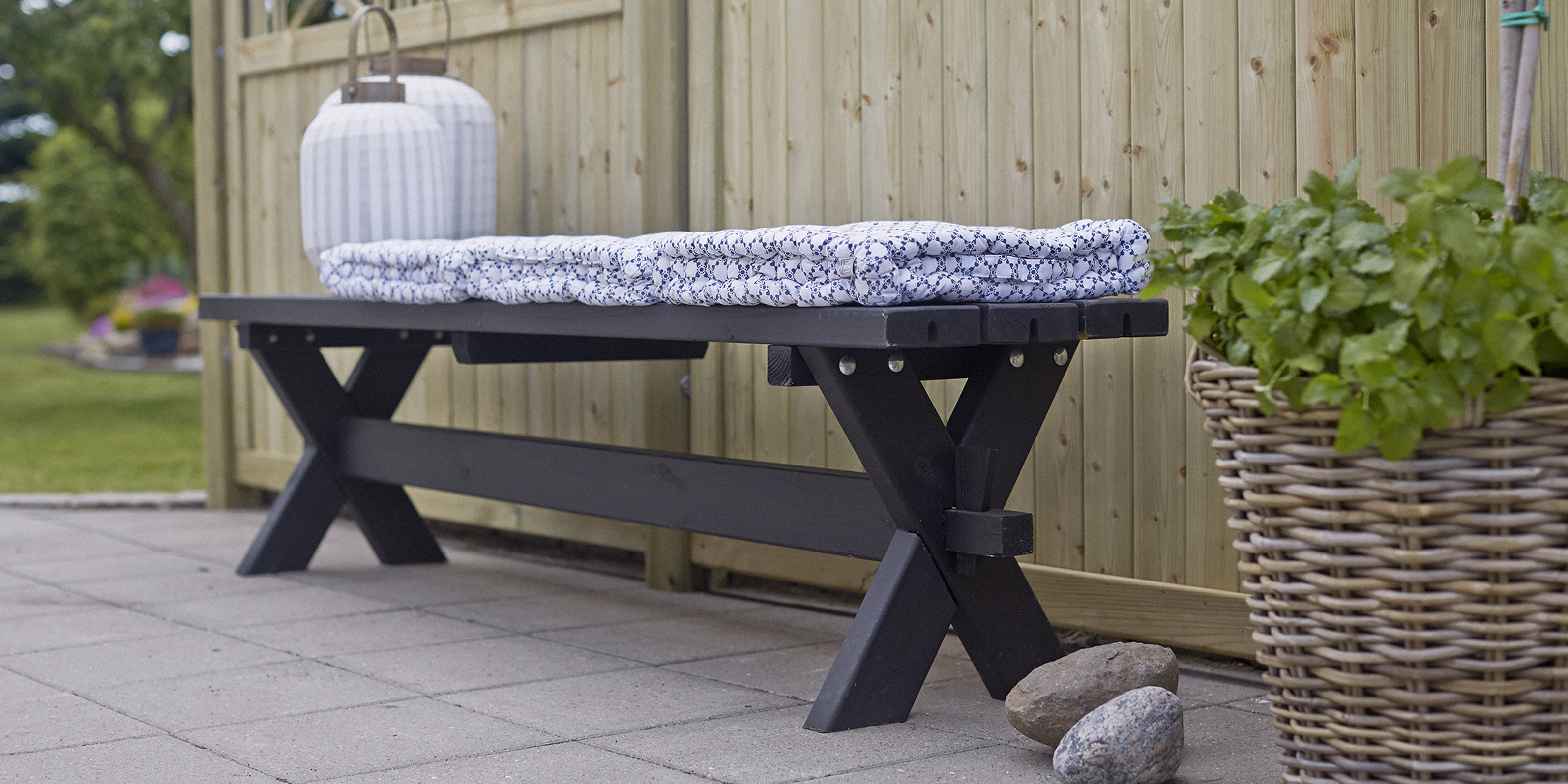 Nostalgie Plankenbank 177 cm Schwarz