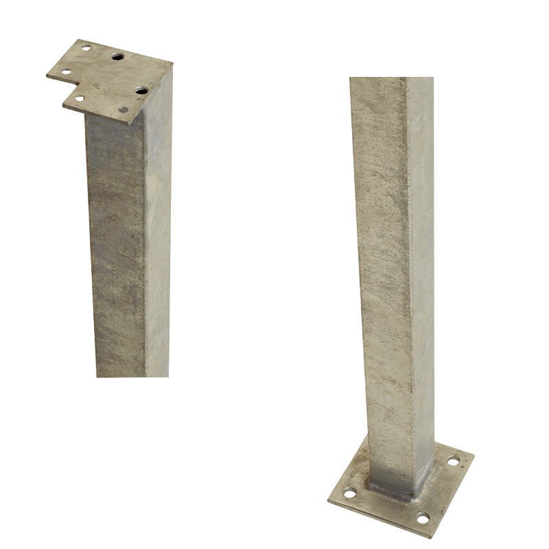 Ecken-Stahlpfosten mit Fuß für Handlauf 4,5x4,5x103,3 cm
