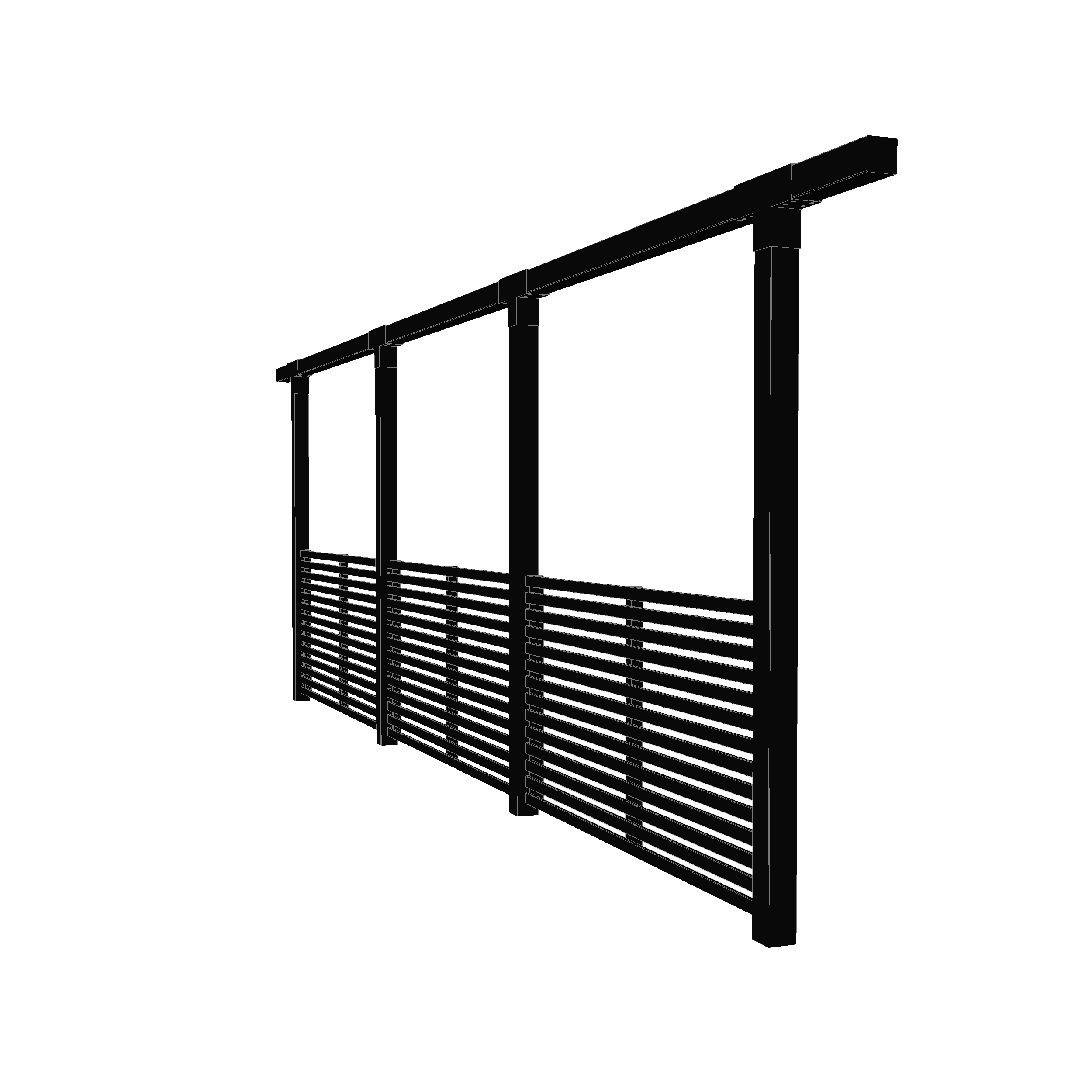 Einzelne Pergola 3 Module mit Tokyo-Zaun Schwarz