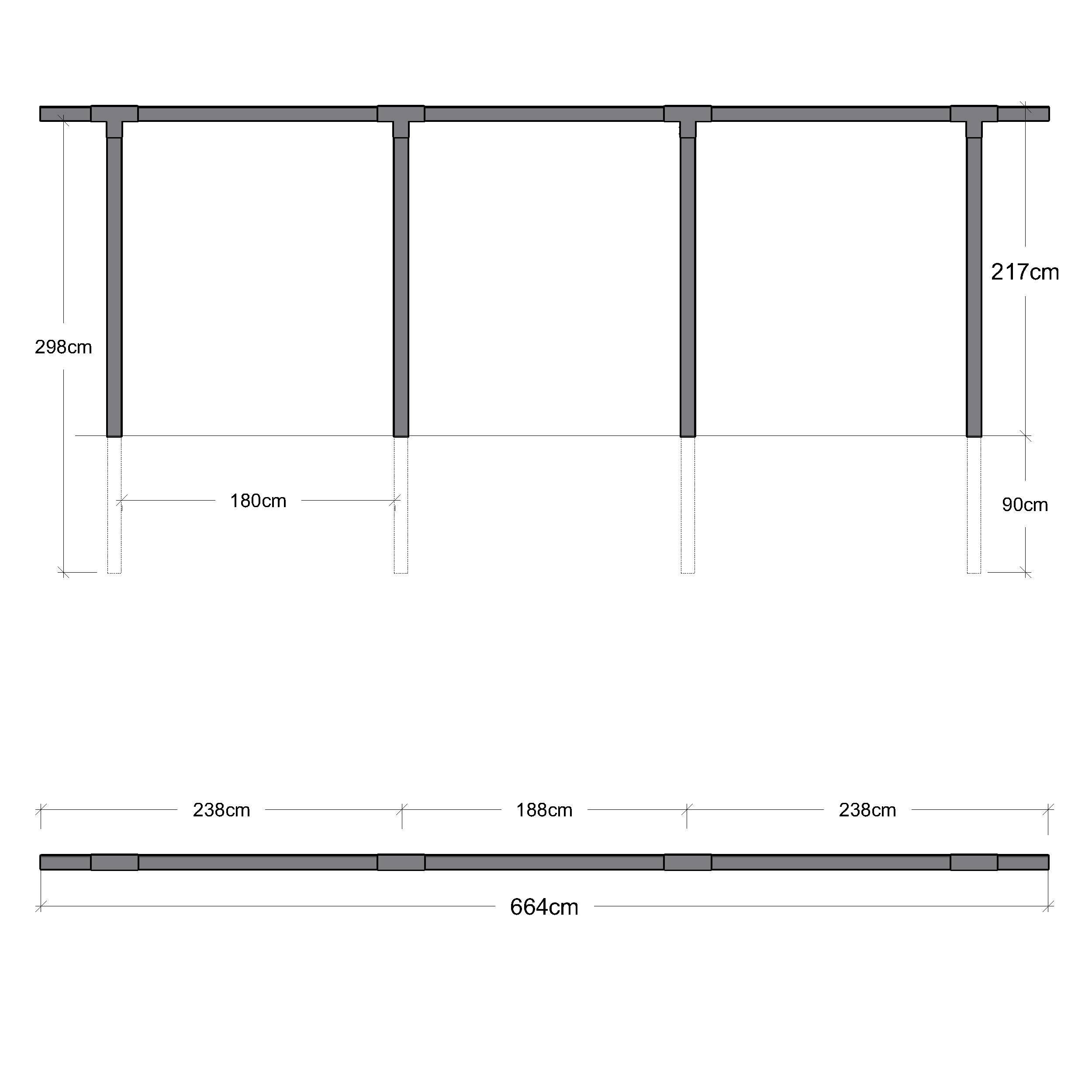 Einzelne Pergola 3 Module Schwarz