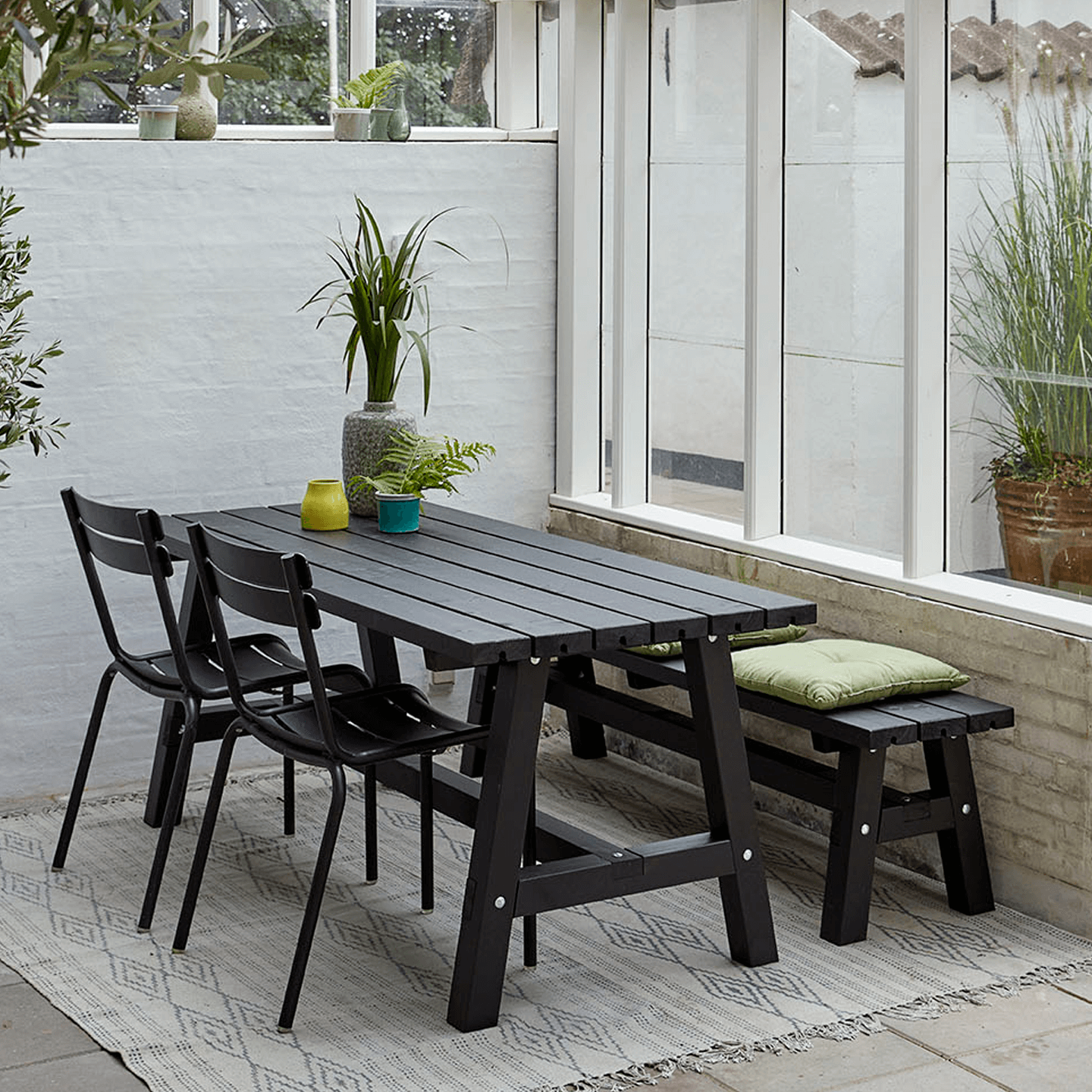 Country Plankentisch 177 cm Schwarz